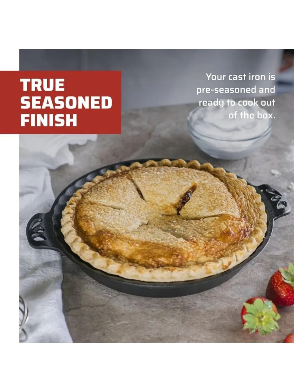10-Inch Cast Iron Pie Pan - Durable, Non-Stick, Perfect for Baking & Cooking